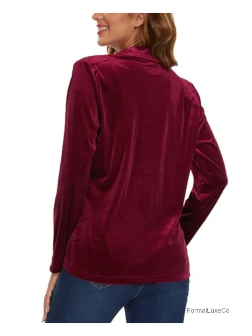 Women's Velvet Blazer Jacket Long Sleeve Button Pockets Office Work Tailored